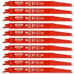 10 Pack 9 Inch Reciprocating Saw Blades For Wood 8/14TPI, Red. Fixed Price $33.99.