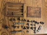 24 Delta Rockwell Wood Shaper Cutters, 6 Collars And Spindle 1/4" Custom Box. Fixed Price $209.95.