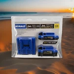 Kobalt 24V 2-PACK Battery + Charger Kit 2.0 Ah 4.0 Lithium-ion 1500190 New. Fixed Price $87.99.