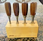 Set Of Pfeil Swiss Made Bevel Edge Butt Chisels- Wood Block 1/4, 1/2, 3/4, 1". Fixed Price $159.99.