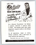 Anthropomorphic Hack Saw Blade Advertisement Eclipse James Neill Co. Fixed Price $8.88.