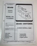 1994 Sears Craftsman 16" Scroll Saw Manual Model No. 113.235501. Fixed Price $14.99.