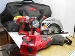 Skil 18V Saw Drill Set W/ Bag Circle Reciprocating Flashlight. Fixed Price $119.95.