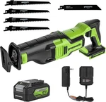 Greenworks 24V Brushless Reciprocating Saw W/ 4AH Battery 2A Charger 5PCS Blade. Fixed Price $183.99.