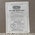 Sears Craftsman Sabre Saw 315.27710 Owner Manual Instructions Parts List. Fixed Price $12.99.