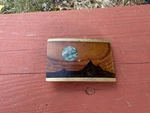 Vintage 1980S Sky West Brass Wood & Marble Inlay Moon Rise Scenic Belt Buckle. Fixed Price $38.00.