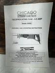 Reciprocating Saw Assembly & Operating Instructions Chicago Model 04095 (read). Fixed Price $5.00.
