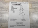 Craftsman 12 Inch Band Saw Owner's User's Manual Model 137.224320. Fixed Price $10.99.