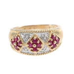 0.40CTW Round Ruby Dome Shape Band Ring 14K Yellow Gold 10MM Wide Vintage Estate. Fixed Price $429.69.