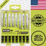 (10-PIECE) Ryobi Jig Saw Blade Set, All Purpose, Universal, Wood Plastic Metal. Fixed Price $12.92.