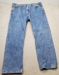 Levi's 505 Straight Jeans Mens 42X32 Blue Denim Flat Front Streetwear 5-POCKET. Fixed Price $27.99.