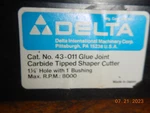 New Old Stock Delta Rockwell Carbide Tipped Wood Shaper Cutter 43-011 Glue Joint. Fixed Price $79.99.