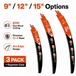 9/12/15" Reciprocating Saw Blades 6TPI Japanese Teeth Cr-v Arc Edge Wood Pruning. Fixed Price $24.79.