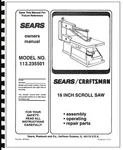 Craftsman 16 " Scroll Saw Manual Model # 113.235501. Fixed Price $15.99.