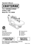 Craftsman 137.216020 Scroll Saw Owners Instruction Manual. Fixed Price $20.24.