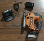 New Ridgid 18V Cordless Jig Saw Kit 4 Ah Lithium-ion Battery, Charger + Blades. Fixed Price $129.95.