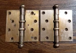 2 Antique Stanley Sweetheart 5 Cannonball Bearing Brass Door Hinges. Fixed Price $45.00.