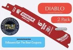2 Pack Diablo DS0614BF Reciprocating Saw Blades 6" / 18 Tpi Metal Cutting. Fixed Price $8.99.