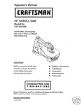 Craftsman " Scroll Saw Manual Model # 137.216100. Fixed Price $12.50.
