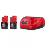 Milwaukee M12 Redlithium 2.0 Compact 12V Batteries Charger Kit 48-11-2420. Fixed Price $89.99.