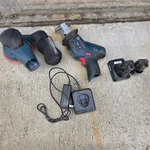 Bosch PS60 Recip Saw & GEX12V-5 Orbital Sander Kit W/ Batteries Charger. Fixed Price $145.00.