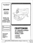 Craftsman 16 " Scroll Saw Manual Model # 113.236180. Fixed Price $15.99.