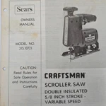 Sears Craftsman Scroller Saw Owners Manual Model 315.10721 Guide Instructions 3B. Fixed Price $7.53.