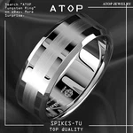 8/6MM Brushed Center Silver Tungsten Carbide Ring Wedding Band Atop Mens Jewelry. Fixed Price $19.99.