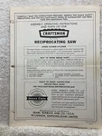 1986 Craftsman Sears Dual Speed Reciprocating Saw 900.271220 Owners Manual Vtg. Fixed Price $9.99.
