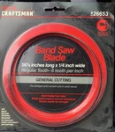 Sears Craftsman 926653 Band Saw Blade 56 7/8" 1/4 Wide Tpi Straight Curved. Fixed Price $14.95.