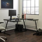 Brand New Walker Edison Ellis Modern Glass Top Shaped Corner Desk OS102. Fixed Price $116.99.