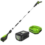 Greenworks 80V 10 Brushless Cordless Polesaw For Pruning And Trimming Branches. Fixed Price $521.35.