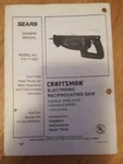 Craftsman Electronic Reciprocating Saw Manual Model No. 315.171020. Fixed Price $5.00.
