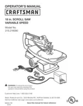 Craftsman 315.216090 Scroll Saw Owners Instruction Manual. Fixed Price $20.24.