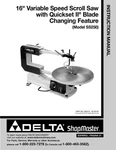 Delta SS250 16" Variable Speed Scroll Saw Instruction Manual. Fixed Price $20.24.