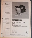 Vintage Manual For Sears Craftsman Auto Scroller Saw 315.17290. Fixed Price $6.00.