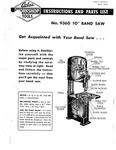 1953 Atlas 9360 Workshop Series 10" Band Saw Instructions. Fixed Price $20.24.