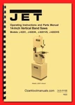 Jet 14" J-8201-VS J-8203-VS Band Saw Owner Operator Service Parts Manual 1622. Fixed Price $25.00.
