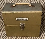 Vintage Sears Craftsman Metal Tool Box Sabre Saw Case Crown Badge Steel Lock 10". Fixed Price $35.00.
