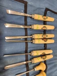 Two Cherries Chisel Wood Carving Set Of 6 Made Germany, 4 Pfeil Tools. Fixed Price $200.00.