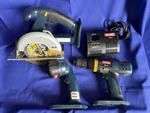 Ryobi 18V Cordless Drill HP1802M, Circular Saw R10631, Flashlight FL1800 Set. Fixed Price $60.00.