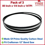 Pack Of 3 Band Saw Blades 80 Inch X 1/4 14TPI Fit Craftsman 12". Fixed Price $32.98.