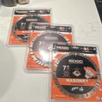Ridgid 7 Diamond Masonry Saw Blade For Block, Concrete, Brick, Roof Tile 3 Pack. Fixed Price $75.00.