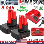 8.0AH Battery For Milwaukee M12 12V Extended Capacity 48-11-2460 &. Fixed Price $20.99.