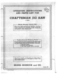 1947 Craftsman 103.21790 Or Dunlap 12" Jig Saw Instructions. Fixed Price $20.24.