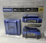 New Bundle Kobalt 24V 2-PACK Battery +charger Kit 2.0+4.0 Ah Lithium-ion Sealed. Fixed Price $85.00.