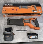 Ridgid 18V Cordless Reciprocating Saw Kit With 4.0 Ah Battery And Charger. Fixed Price $89.00.