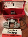 Vtg Milwaukee Portable 6230 Heavy Duty Deep Cut Band-saw W/metal Case 4 Blades. Fixed Price $299.00.