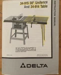 Delta Rockwell 34-915 30" Unifence And 34-914 Table. Instructional Manual 18 Pls. Fixed Price $9.95.