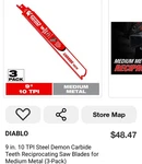 Diablo DS0910CF3 In Carbide Medium Saw Blades, Red - Pack Of. Fixed Price $25.00.